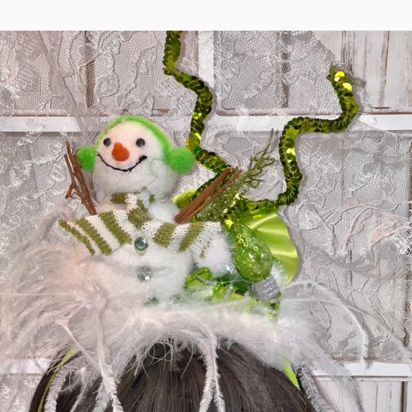 Christmas Neon Green Snowman Headband - Christmas Top hat| Tacky Christmas Party main image 7
